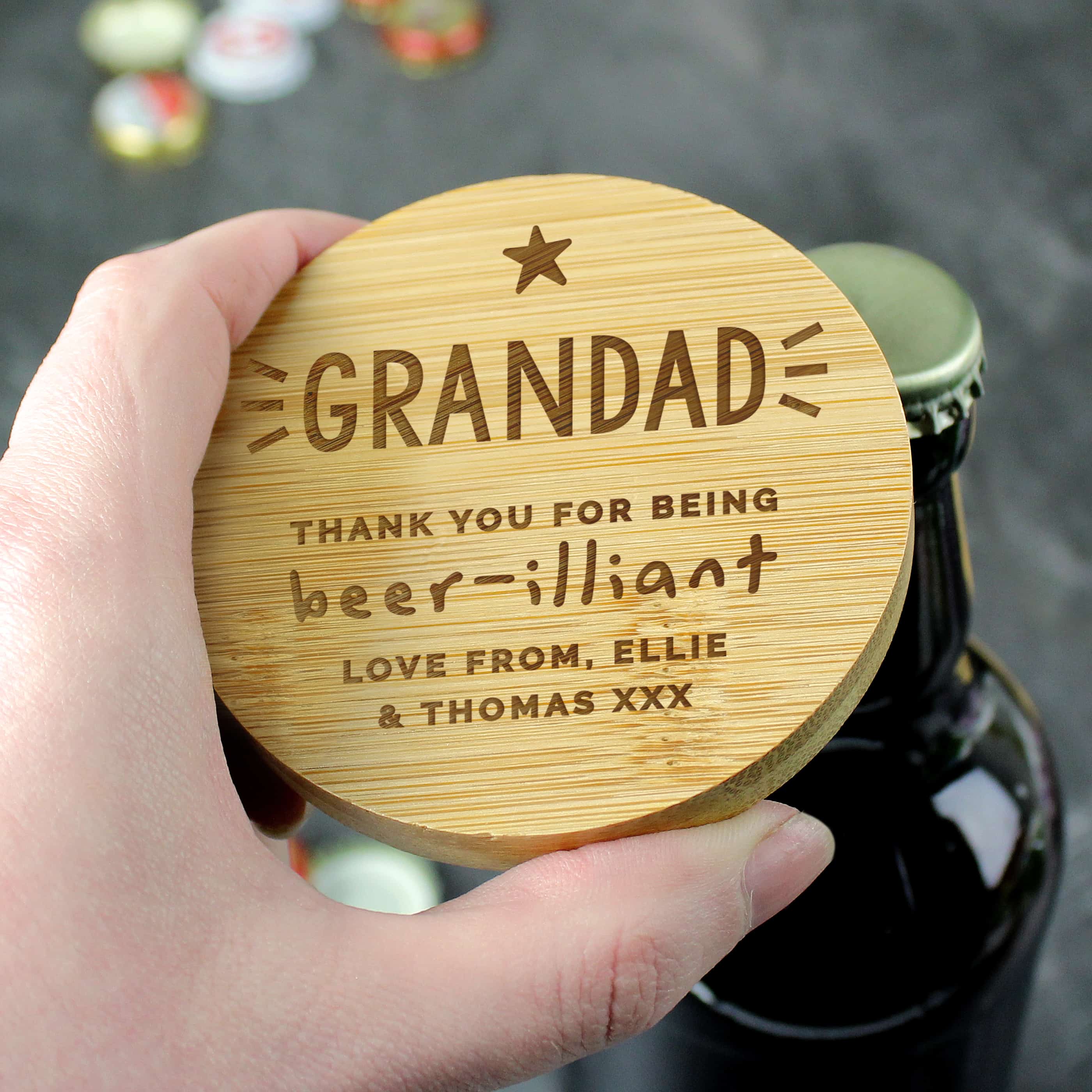 personalised bamboo bottle opener