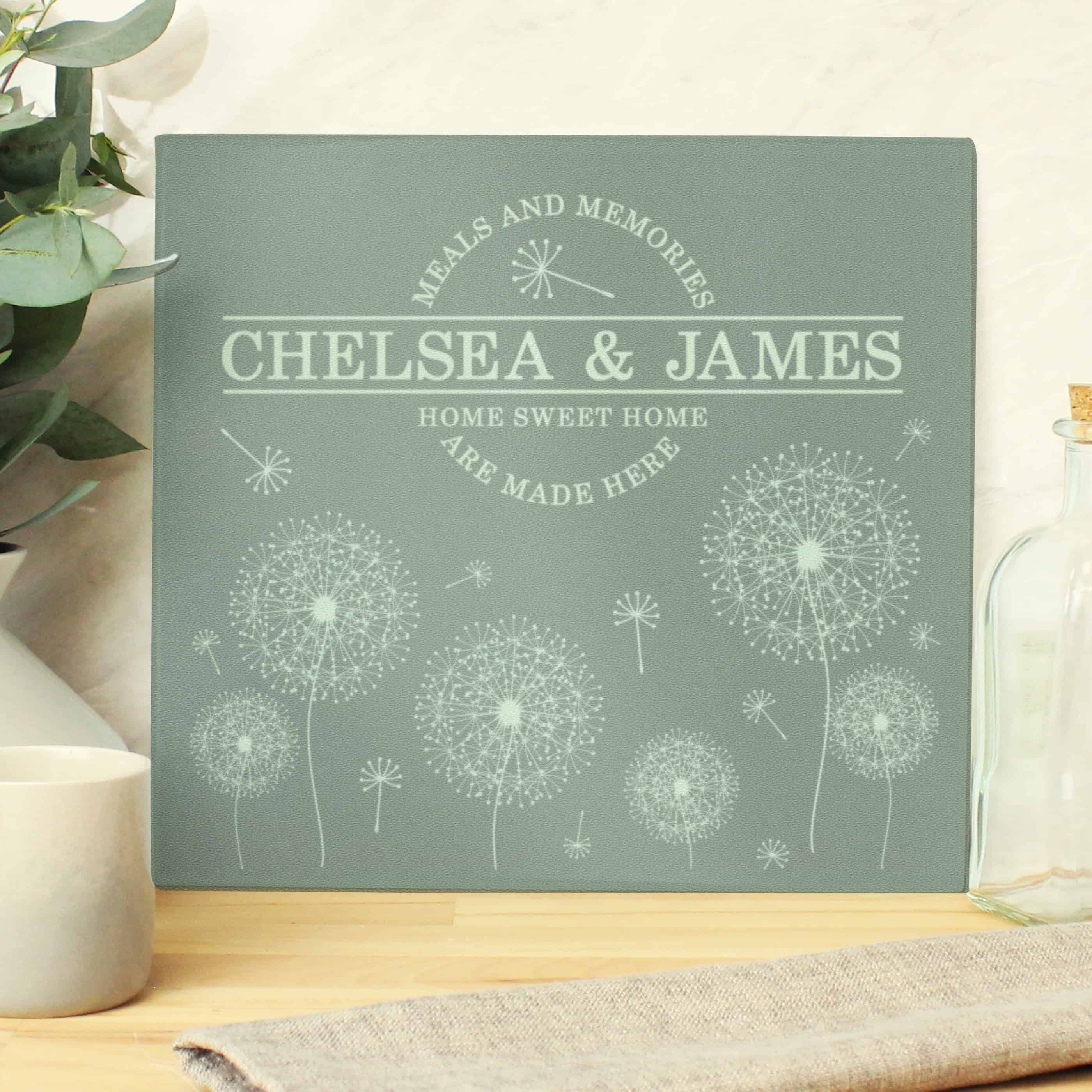 personalised dandelion chopping board