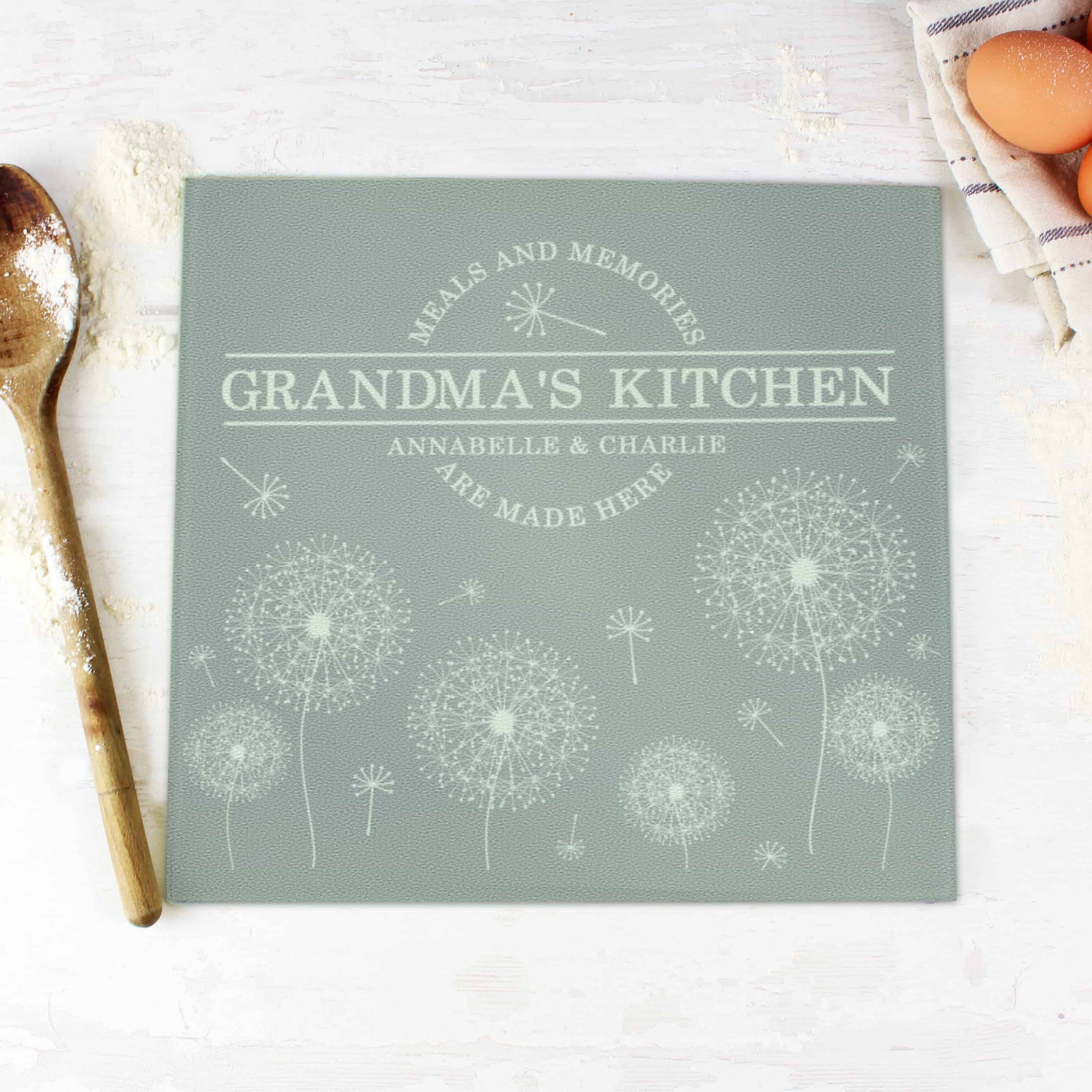 personalised dandelion chopping board