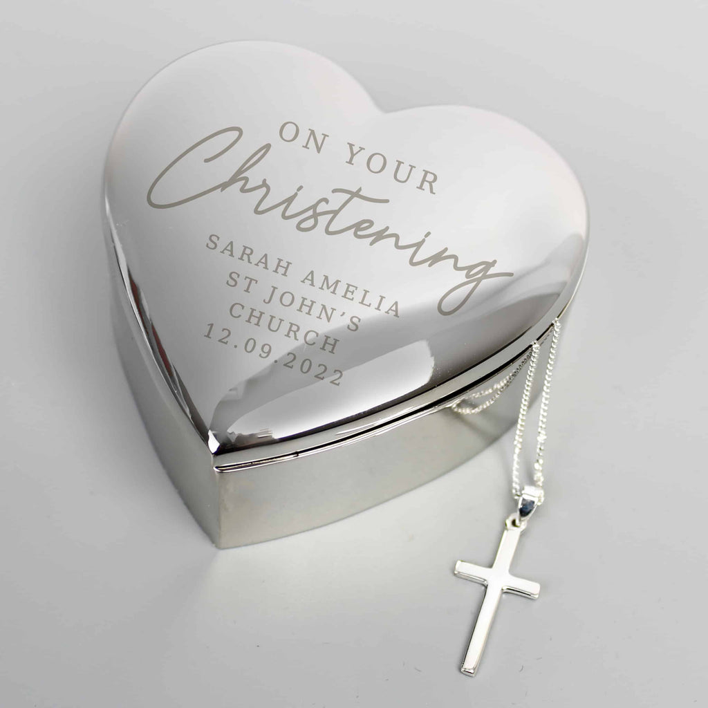 personalised christening trinket box with cross