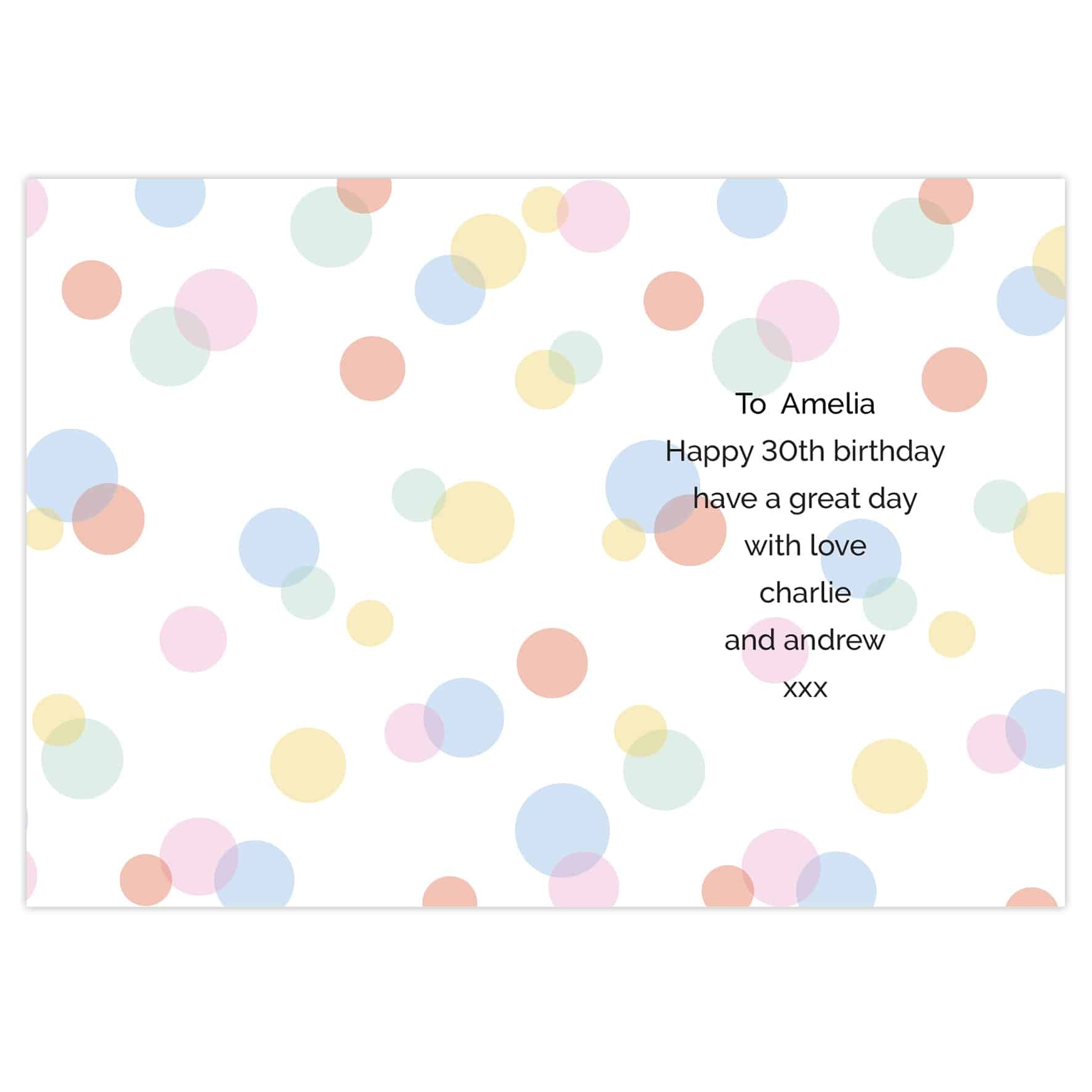 personalised colour confetti birthday card