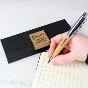 personalised cork pen set