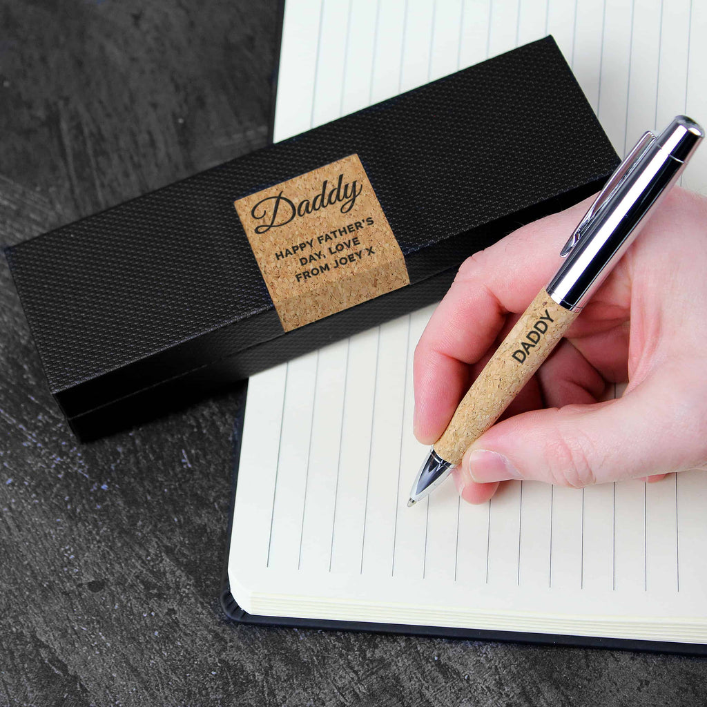 personalised cork pen set