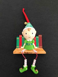 personalised elf on shelf christmas tree decoration