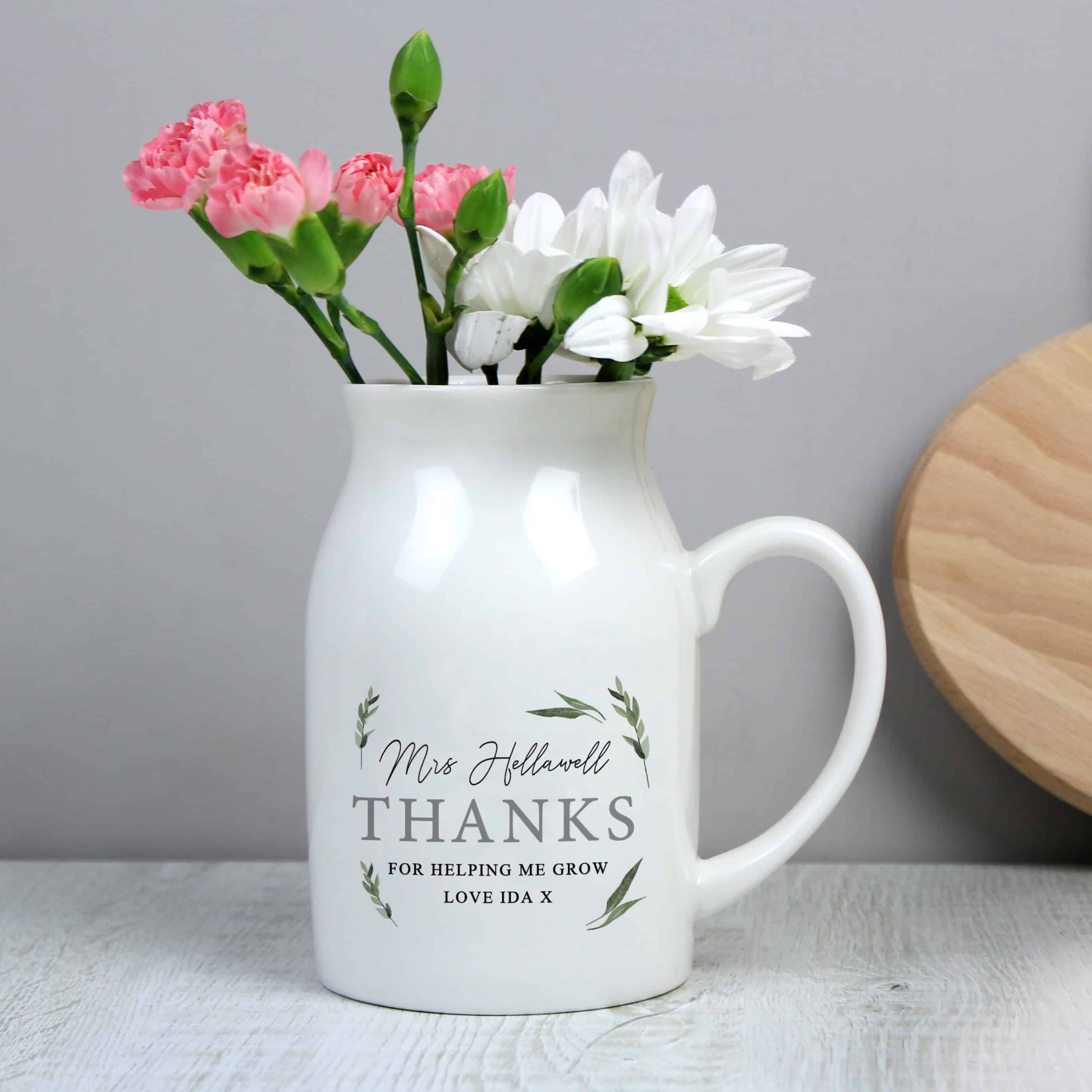 personalised ceramic flower jug