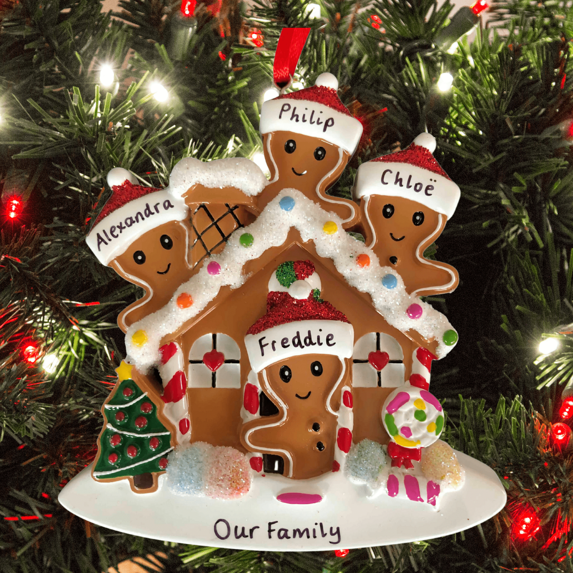 personalised gingerbread family Christmas Tree Decoration