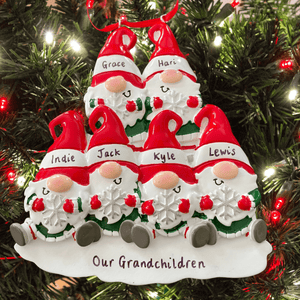 personalised gnome family tree decoration