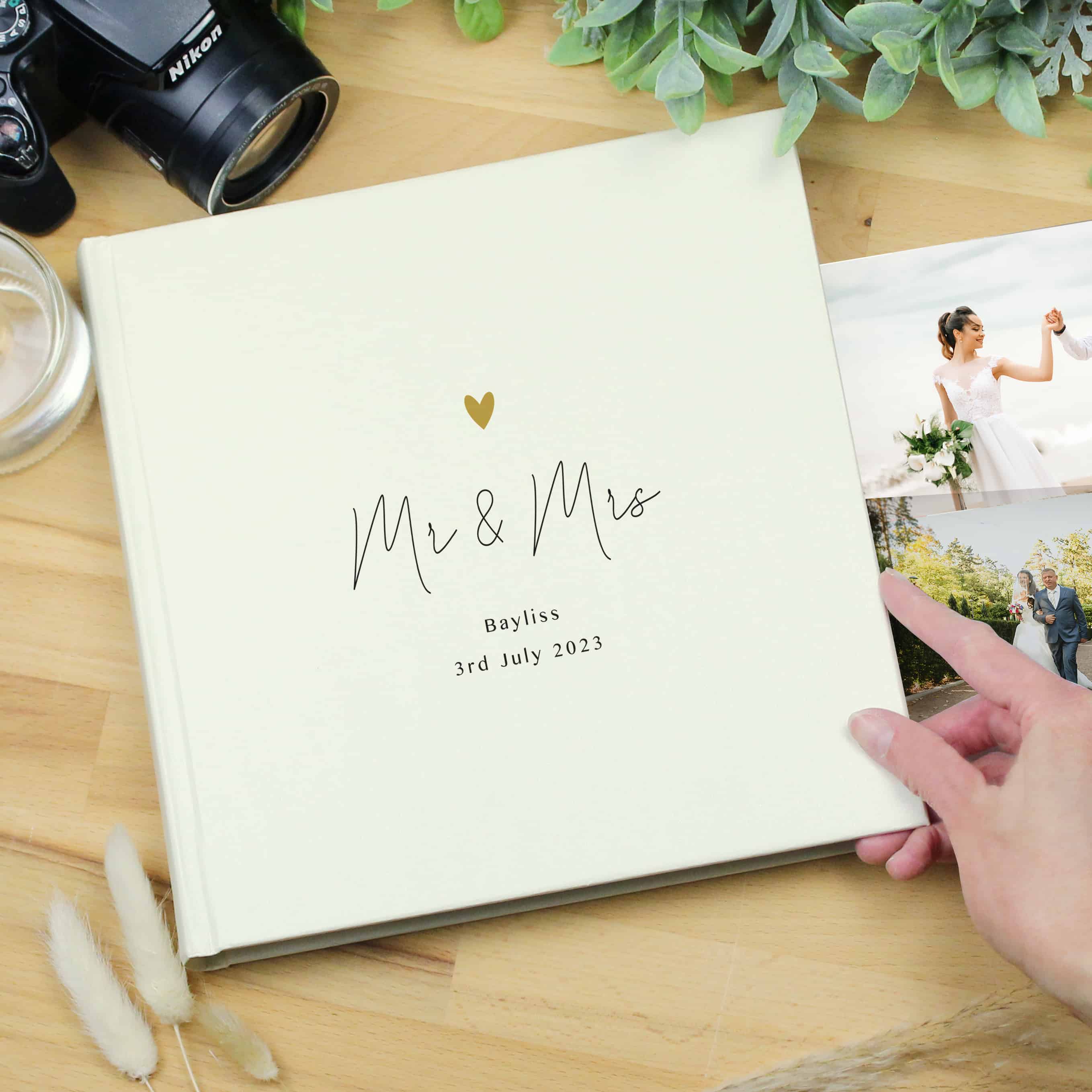 Personalised Couples Photo Album | Gold Heart Design