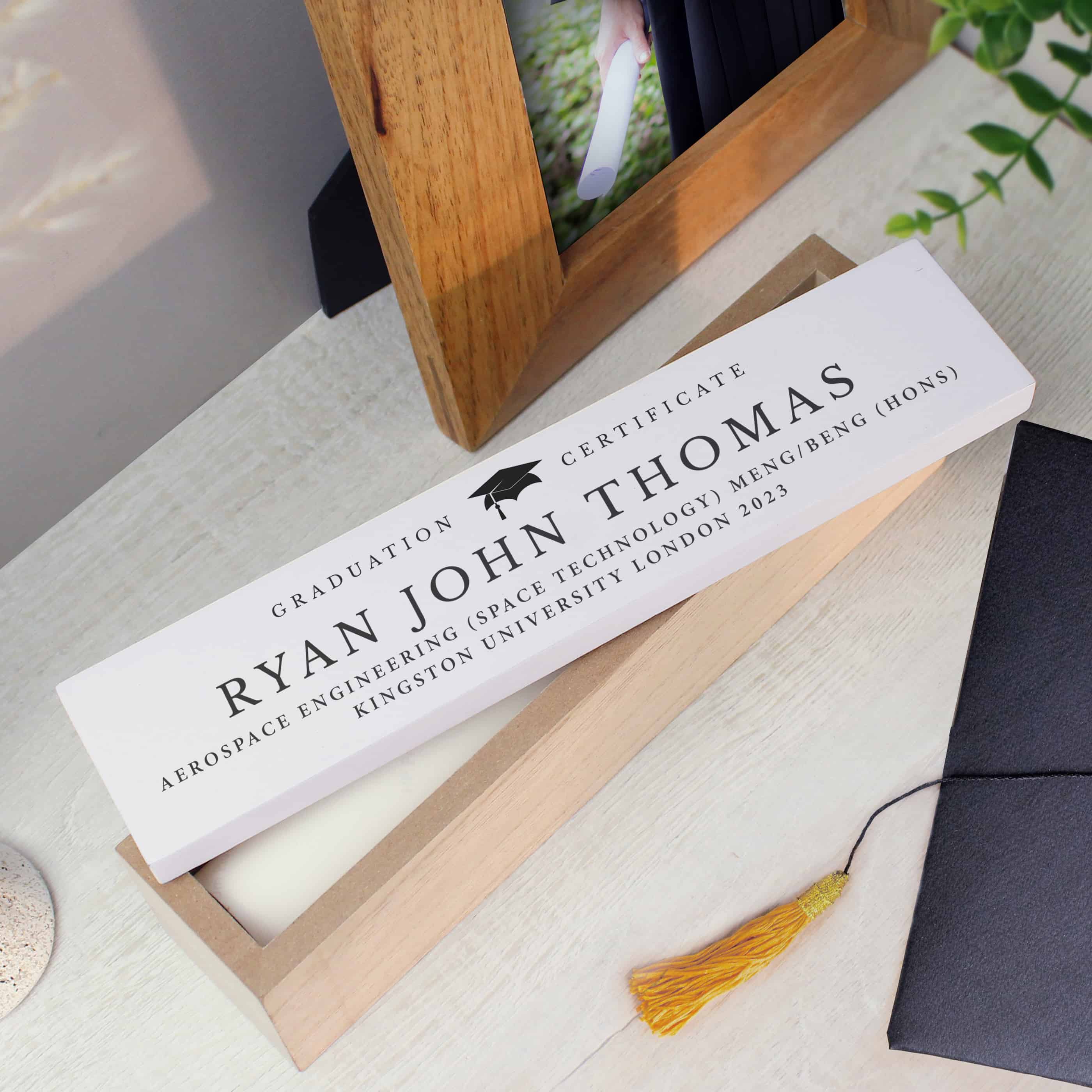 personalised wooden graduation certificate holder