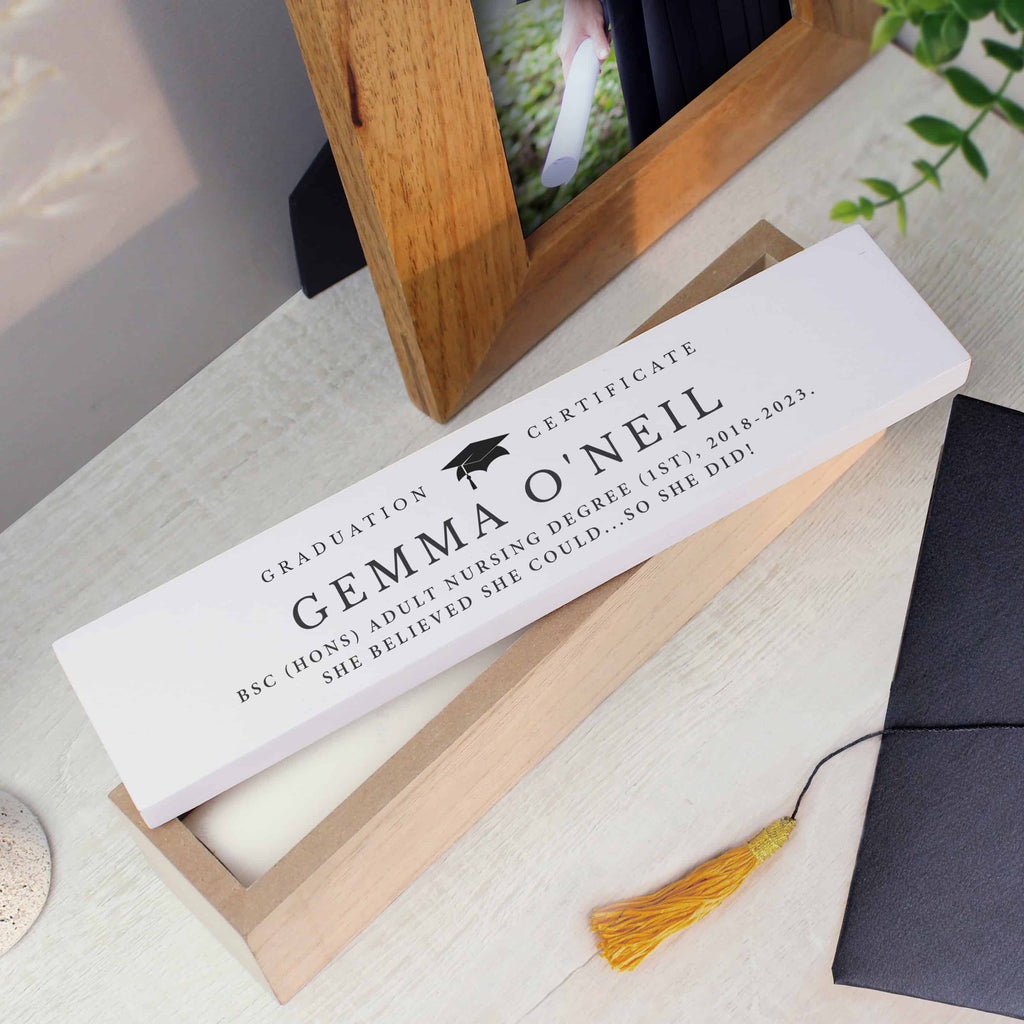 personalised wooden graduation certificate holder