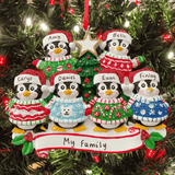 personalised penguin family Christmas tree decoration