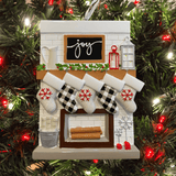 personalised stockings on mantle tree decoration