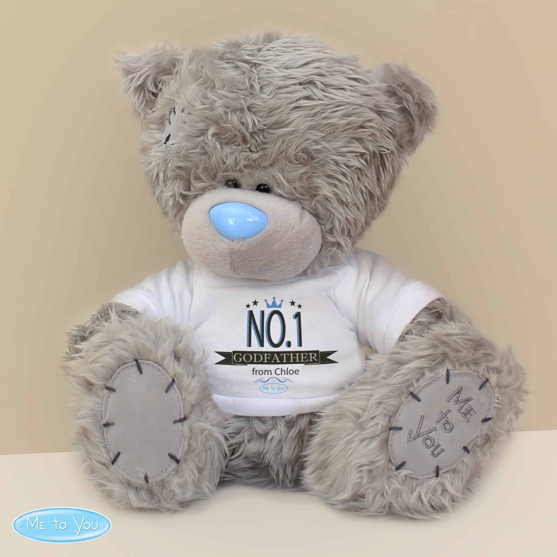 me to you no1 teddy bear. this bear can have a name or role and message personalised on the white t-shirt making it a great gift for any occasion - baby shower gift, valentine's day keepsake, mother's day, father's day present etc