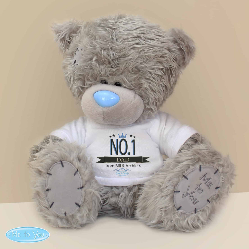 me to you no1 teddy bear. this bear can have a name or role and message personalised on the white t-shirt making it a great gift for any occasion - baby shower gift, valentine's day keepsake, mother's day, father's day present etc
