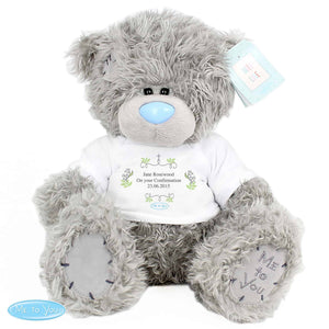 Me To You Religious Teddy Bear. Any message over 3 lines can be personalised on the teddy's white t-shirt. A great keepsake gift for a christening, baptism, holy communion, wedding etc from CalEli Gifts.