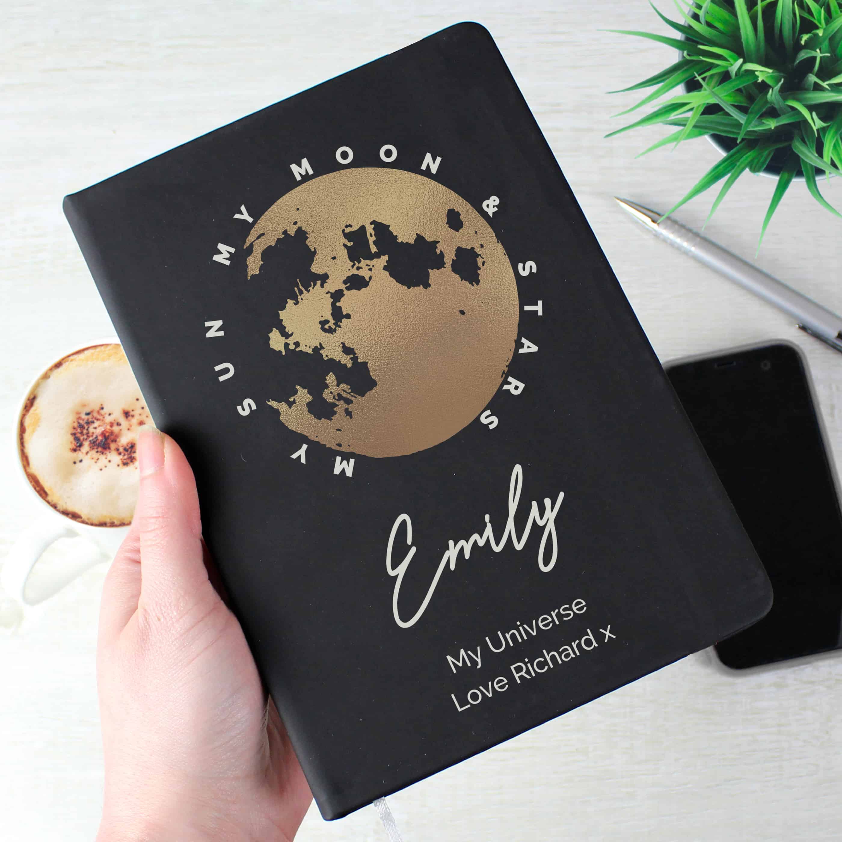 Personalised Moon and Stars Notebook