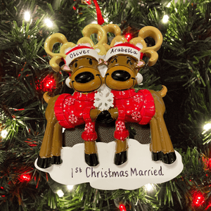 personalised reindeer Christmas tree decoration
