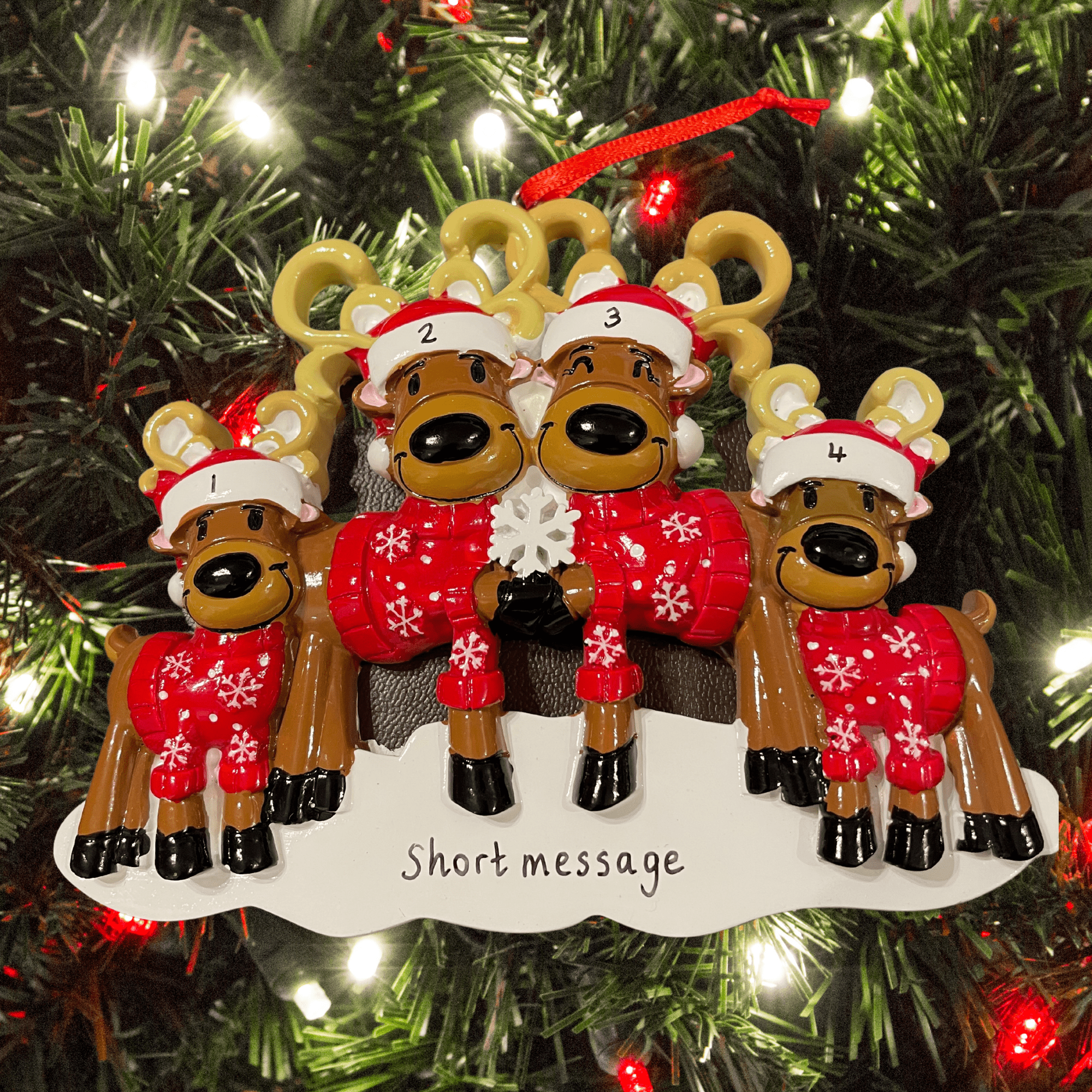 personalised reindeer Christmas tree decoration