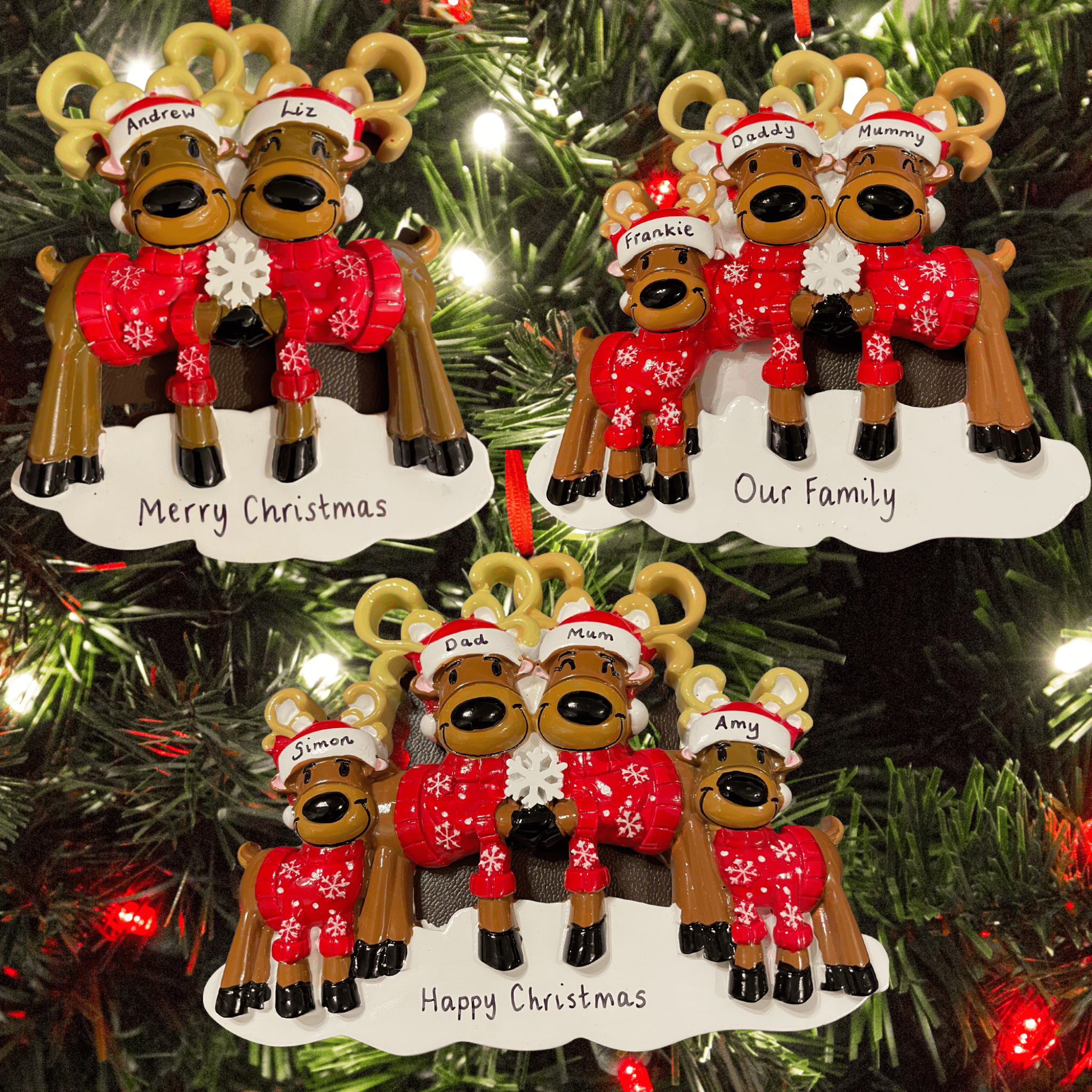 personalised reindeer Christmas tree decoration