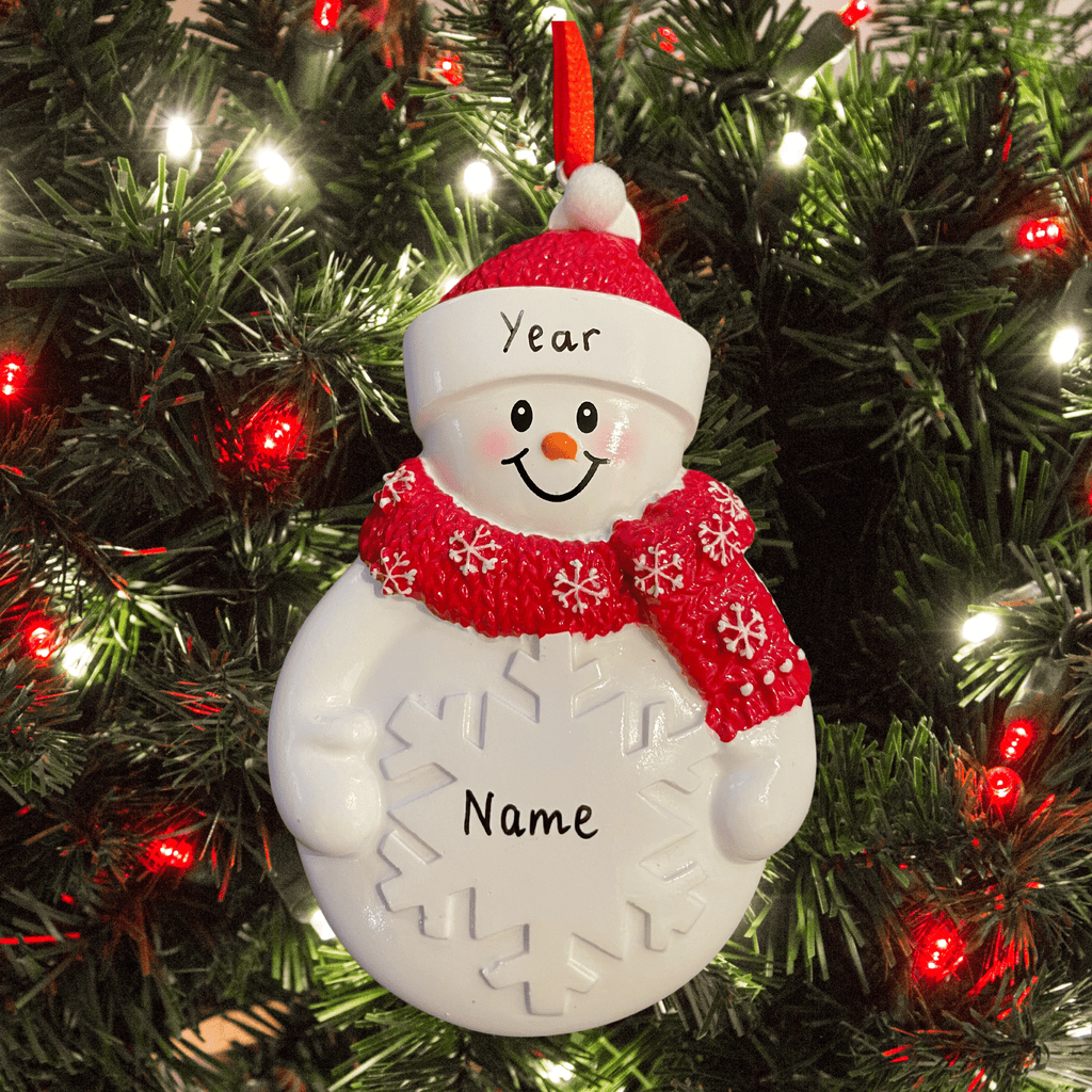 personalised snowman Christmas tree decoration