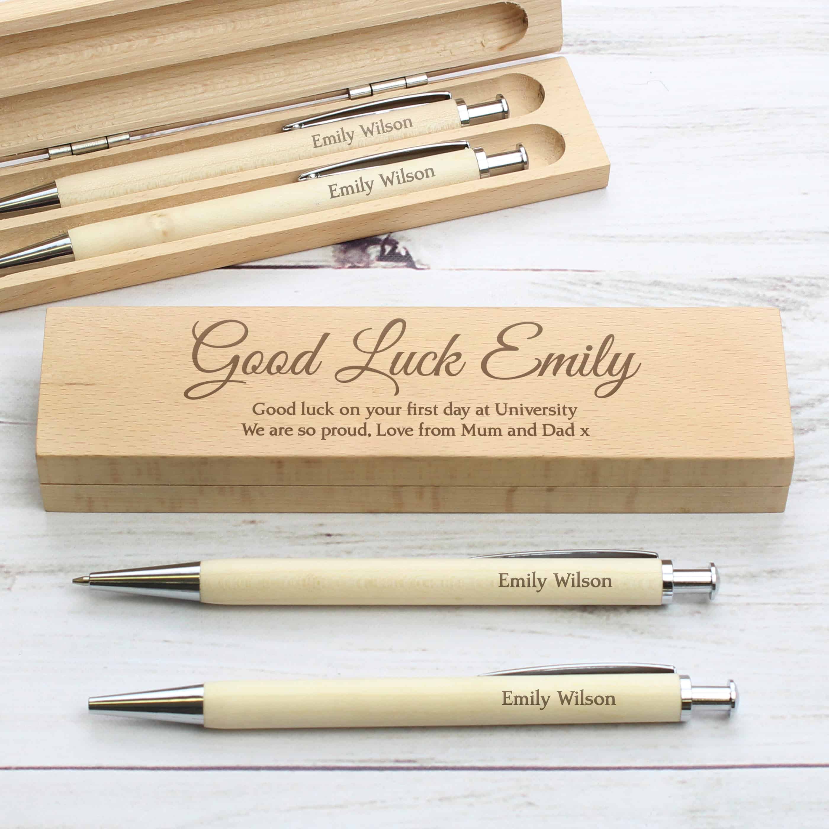 wooden pen and pencil set