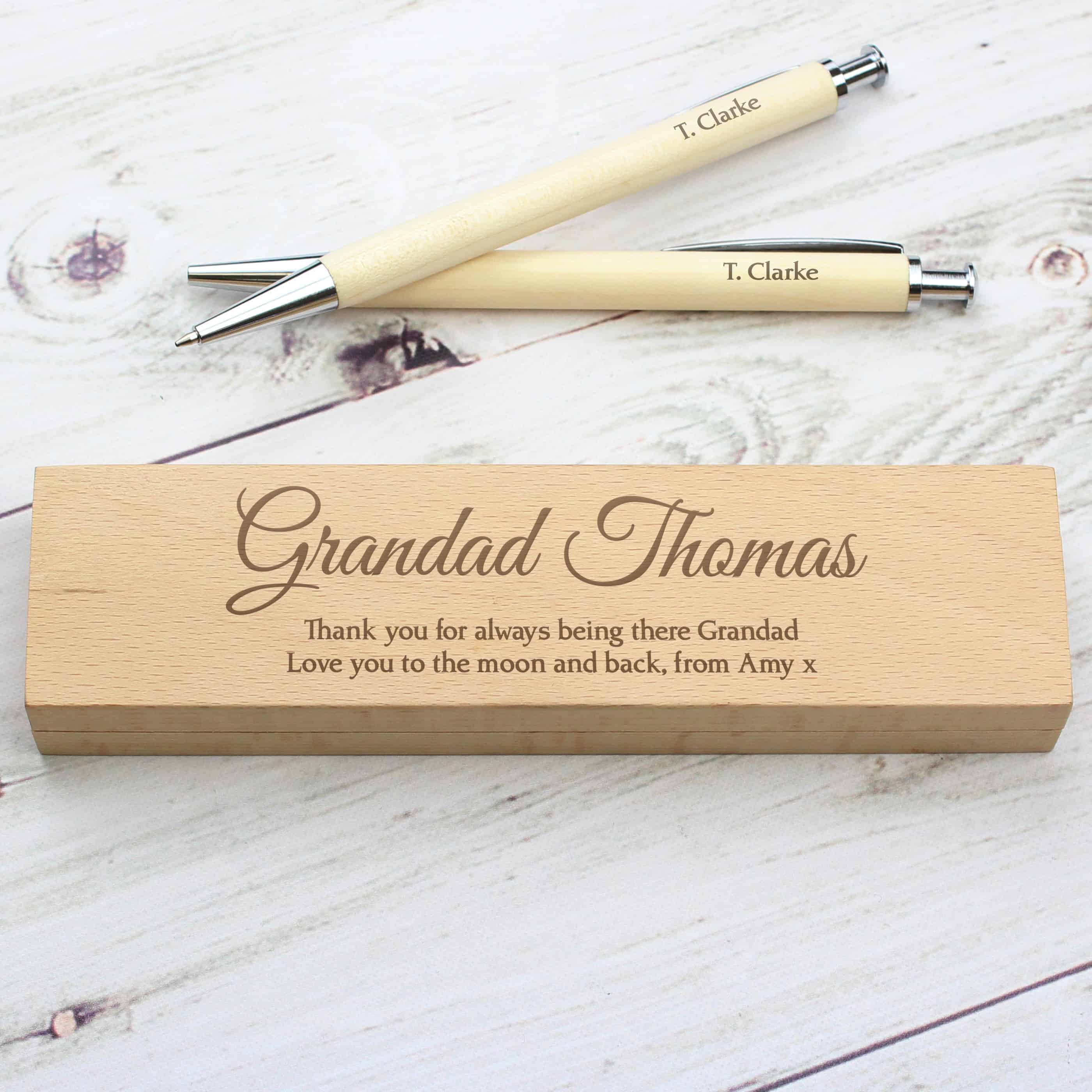 wooden pen and pencil set