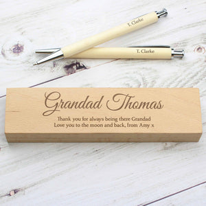 wooden pen and pencil set