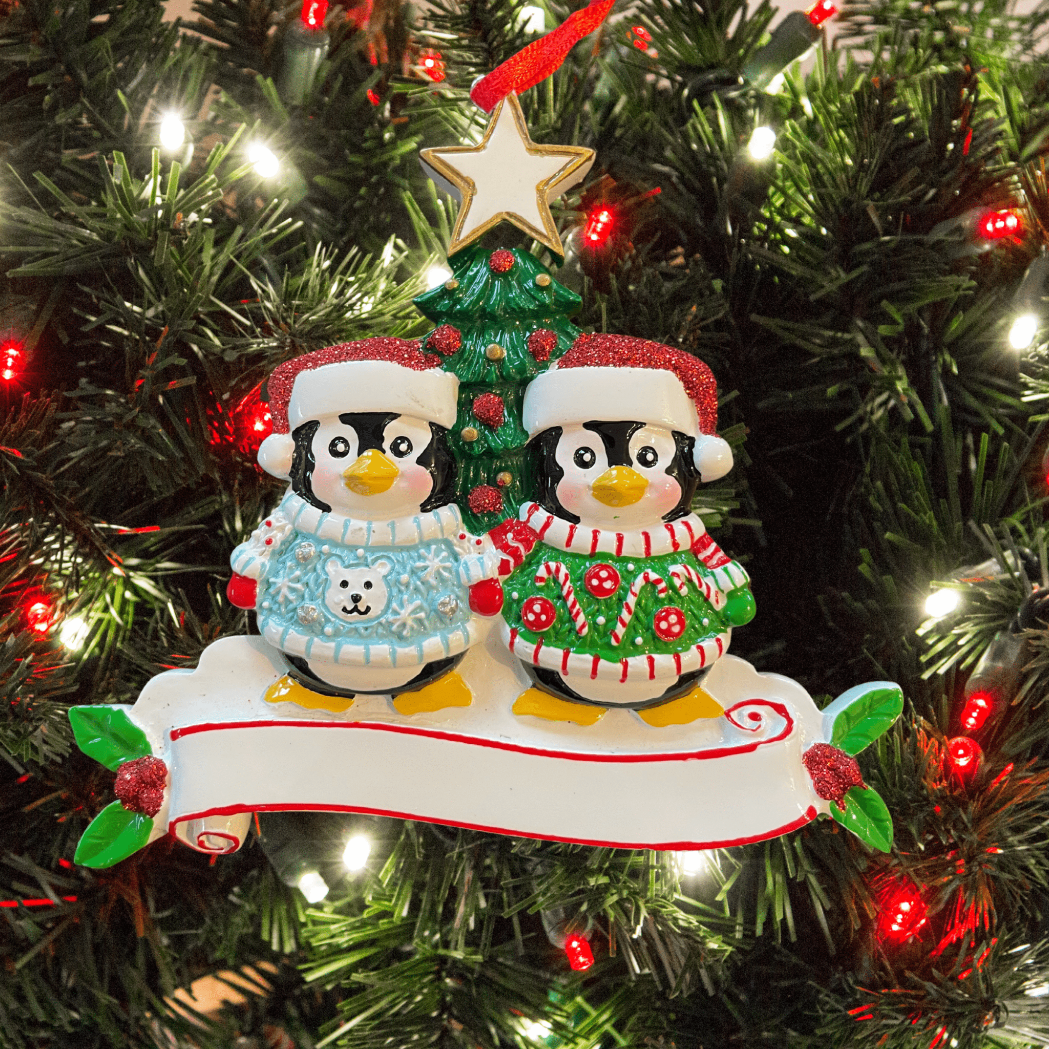 personalised penguin tree decoration