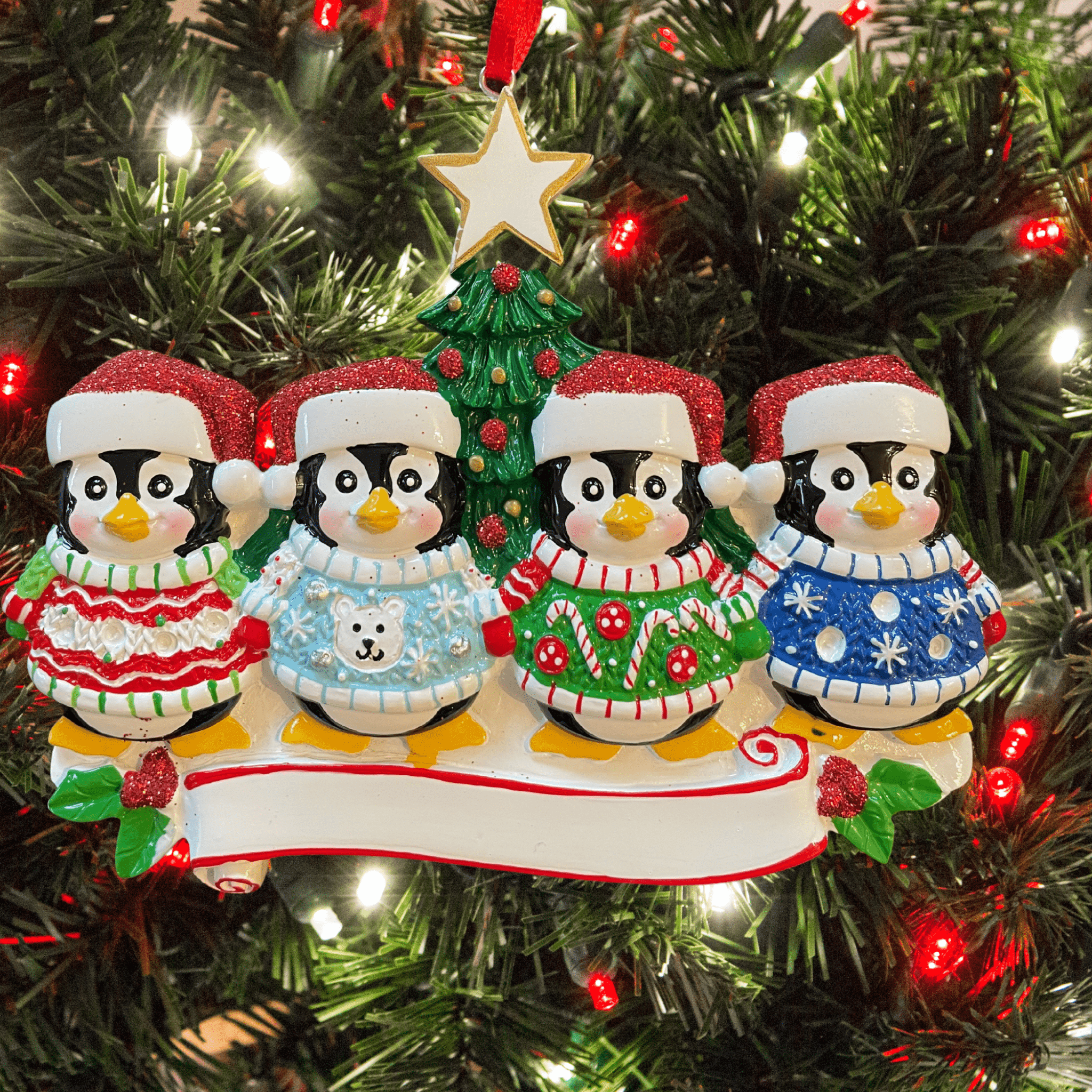 personalised penguin tree decoration