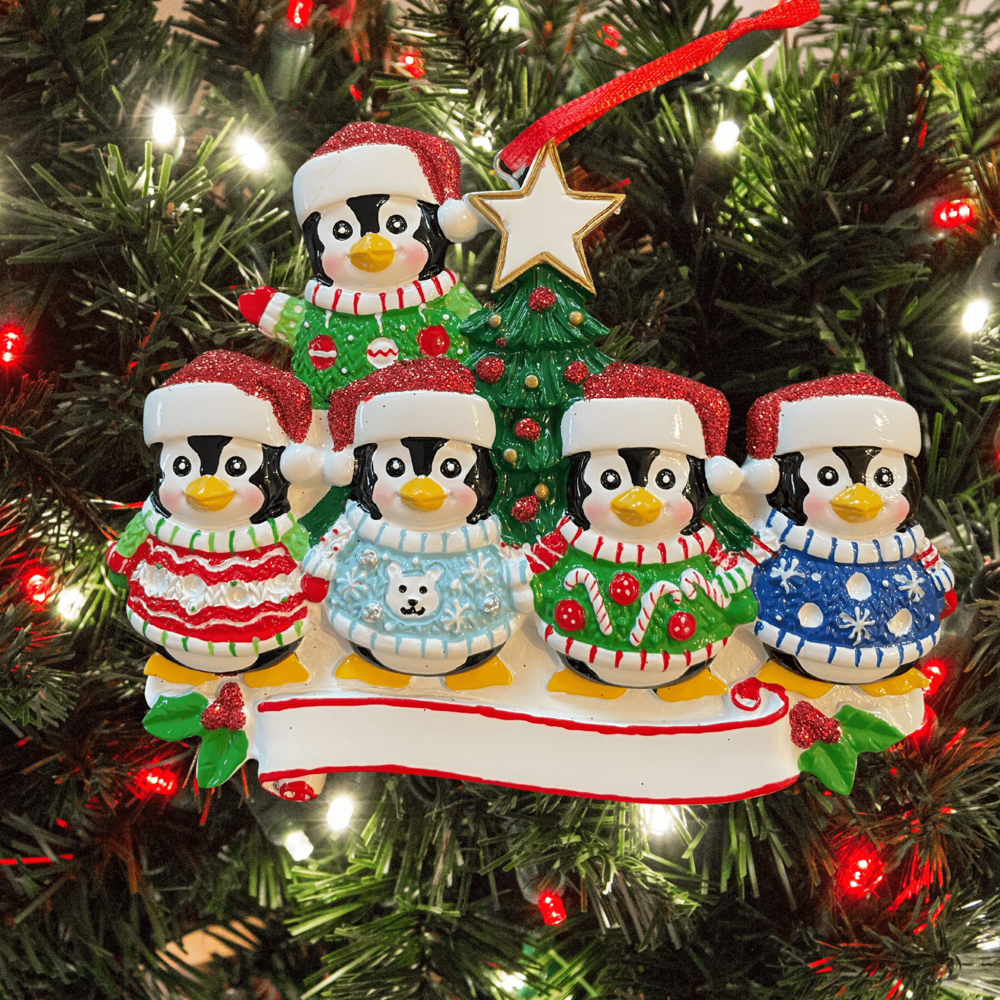 personalised penguin tree decoration