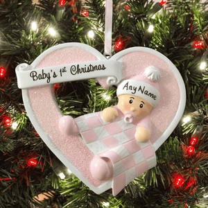 personalised first christmas baby girl tree decoration