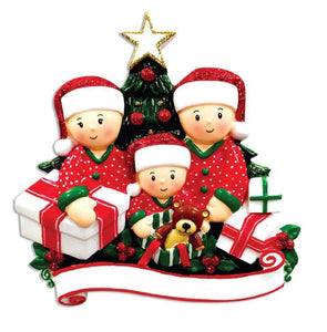 present opening personalised christmas tree decoration