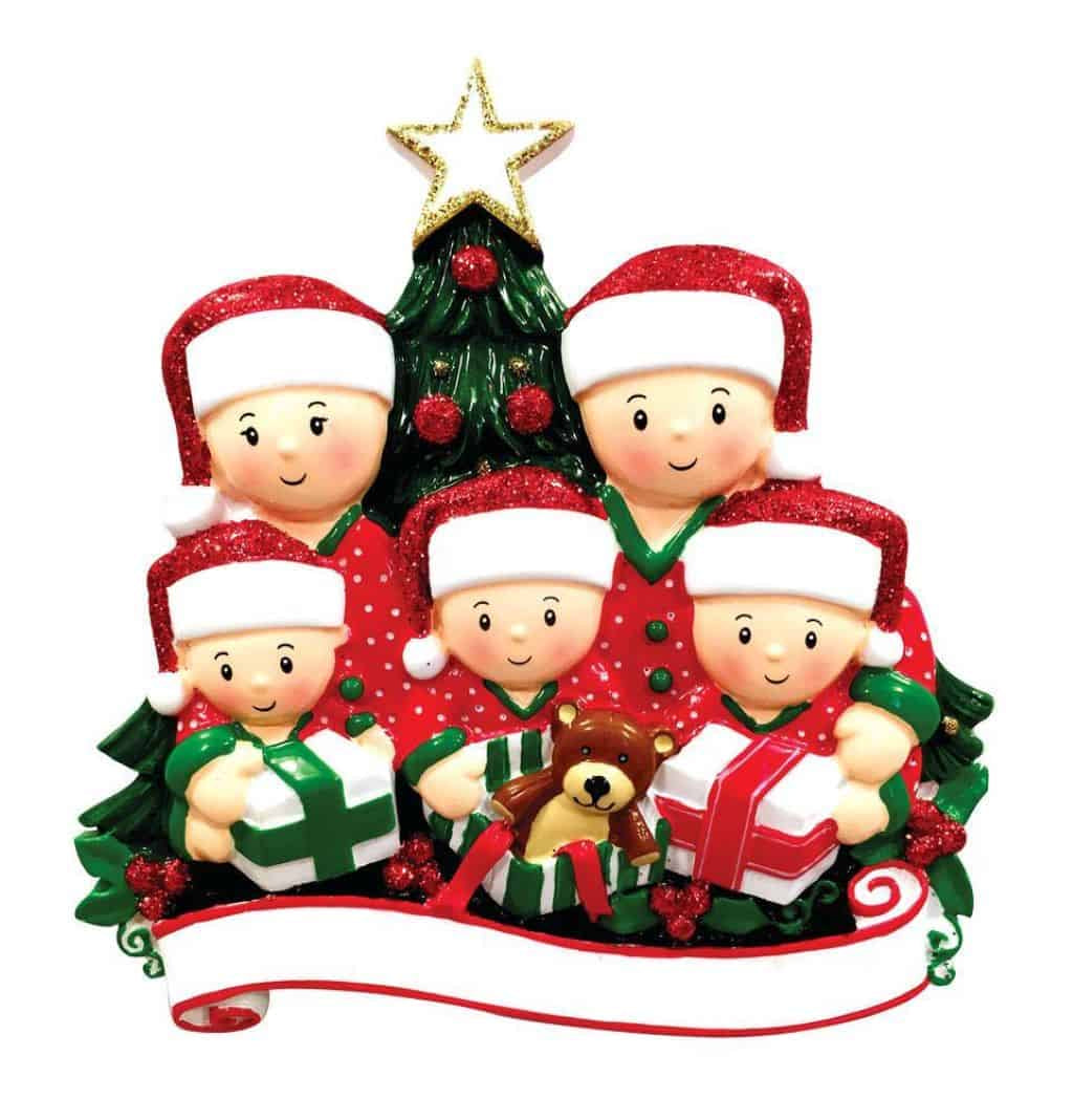 present opening personalised christmas tree decoration