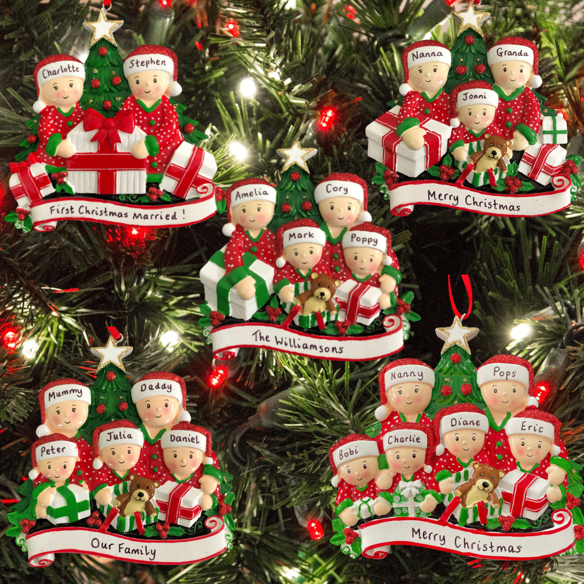 personalised family Christmas tree decoration