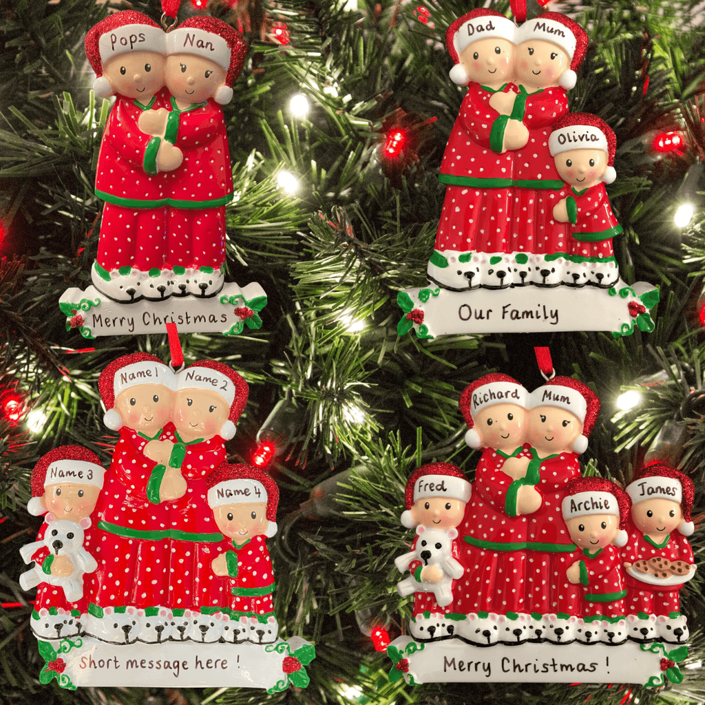 personalised pyjama family Christmas tree decoration
