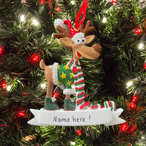 personalised reindeer tree decoration