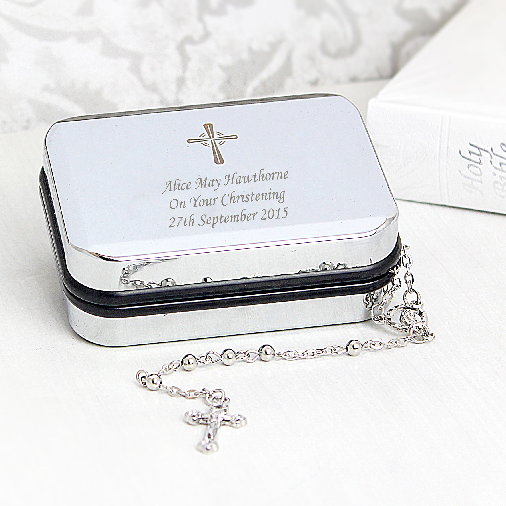 Rosary Beads and Cross Trinket Box - CalEli Gifts