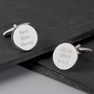 Any Message Round Cufflinks - CalEli Gifts