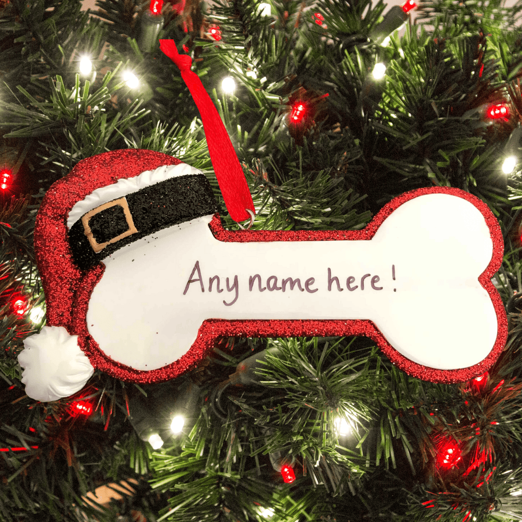 personalised santa bone tree decoration