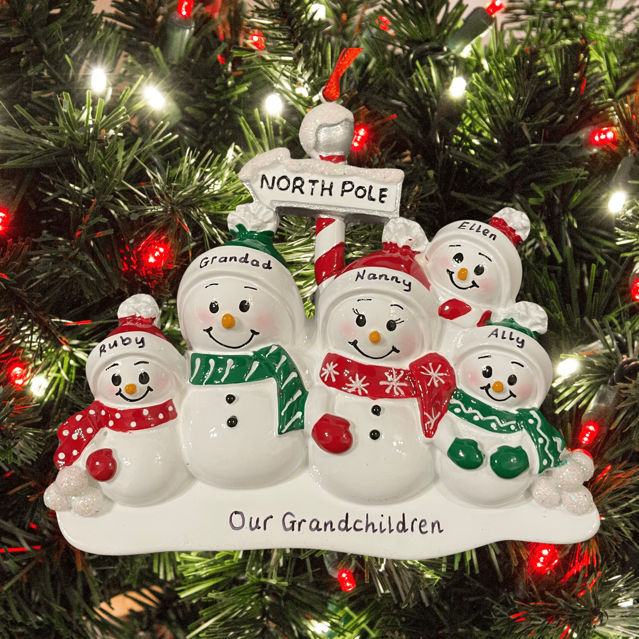 personalised snowman family tree decoration