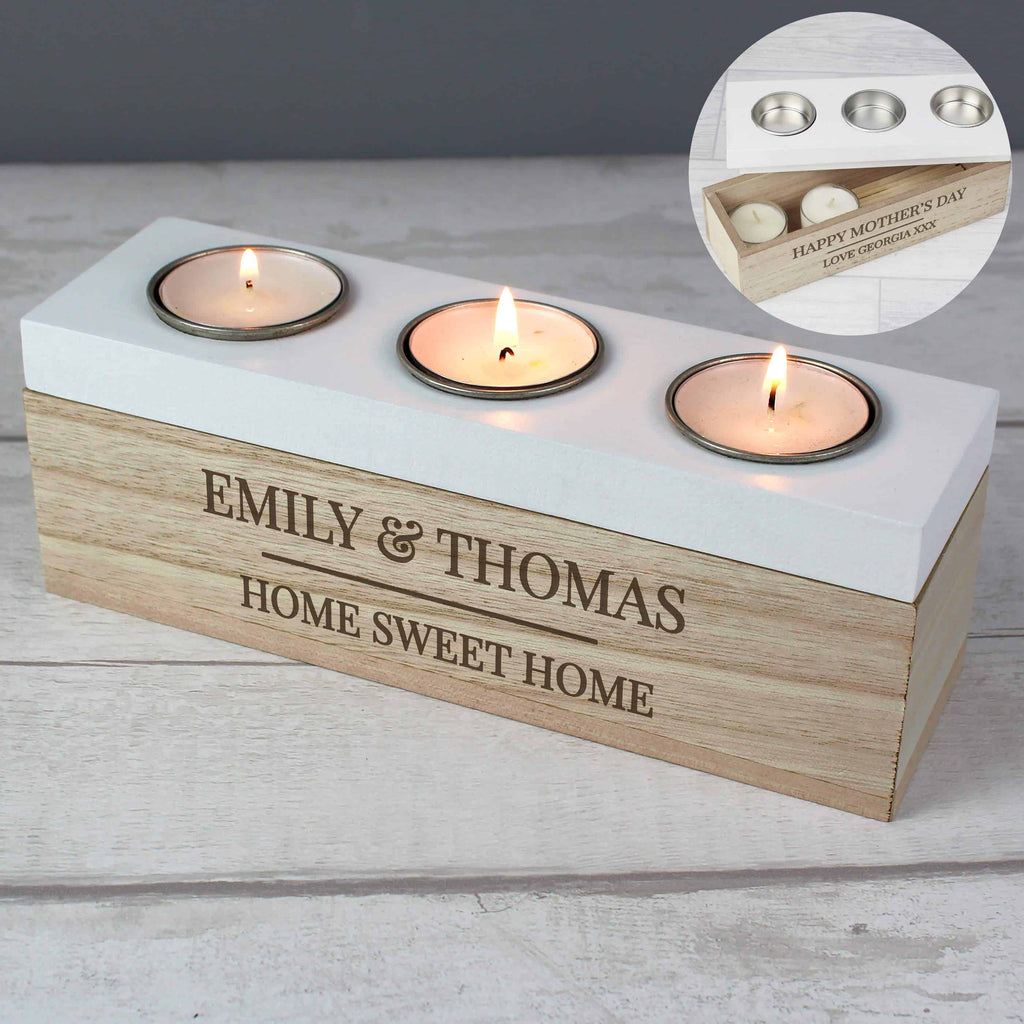 tealight holder. can be personalised with any message over 2 lines for a unique gift. a new home gift, mother's day, anniversary, birthday present etc