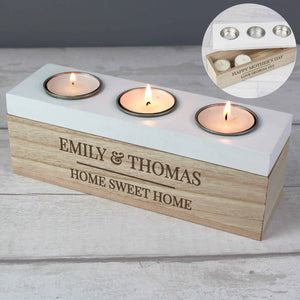 tealight holder. can be personalised with any message over 2 lines for a unique gift. a new home gift, mother's day, anniversary, birthday present etc