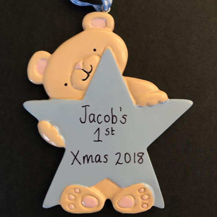 Teddy with Star Hanging Decoration - CalEli Gifts