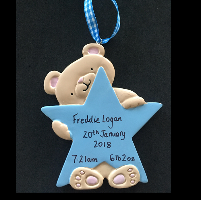 Teddy with Star Hanging Decoration - CalEli Gifts