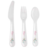 personalised plastic unicorn cutlery set