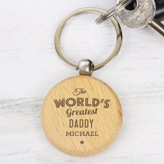 'The World's Greatest' Wooden Keyring - CalEli Gifts
