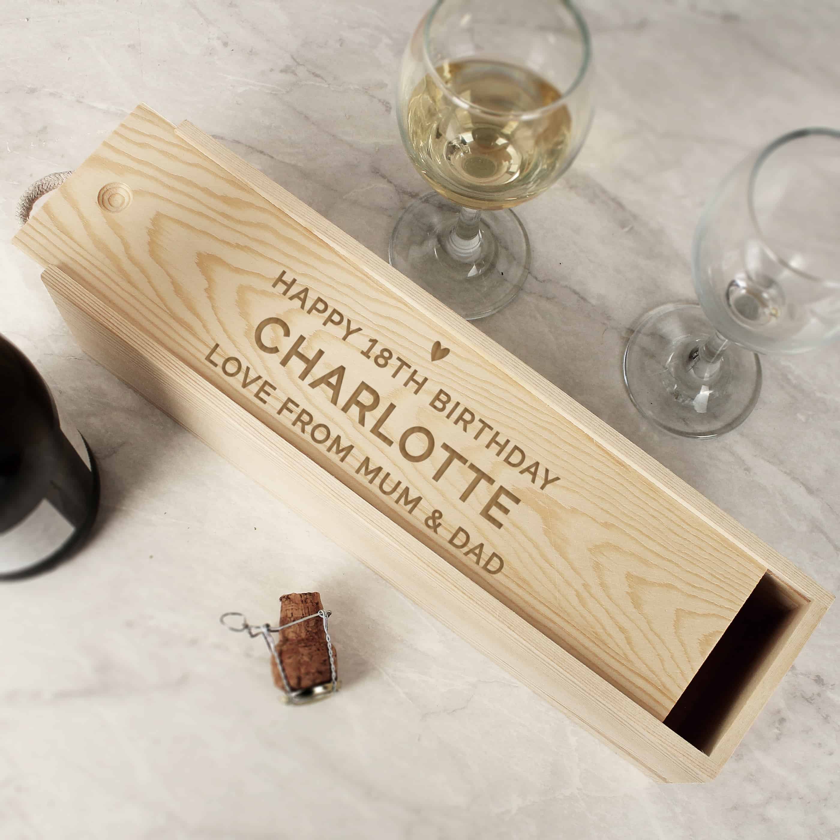 personalised wooden wine box